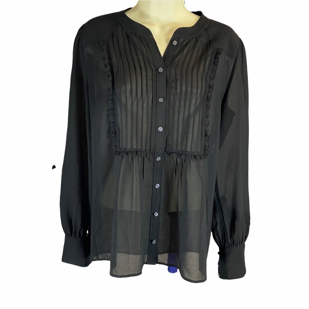 J. Crew Womens Black Sheer Long Sleeve Top